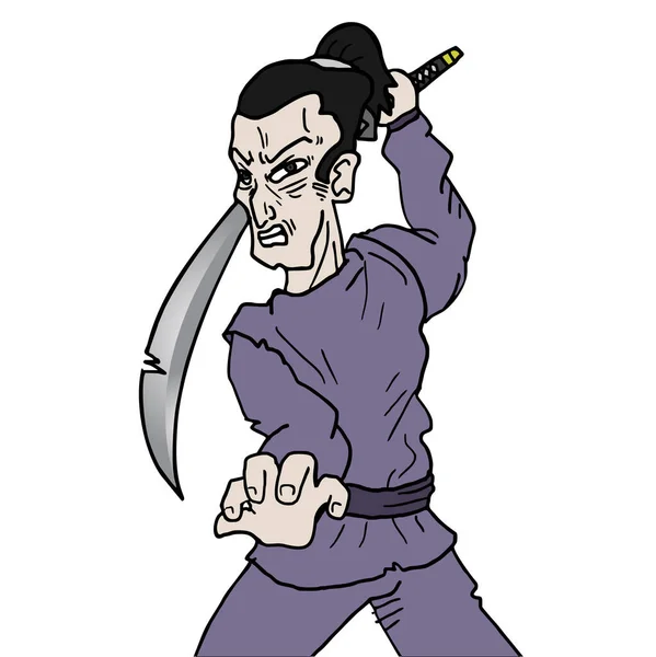 Samurai Desenhar Ilustração Vetorial — Vetor de Stock