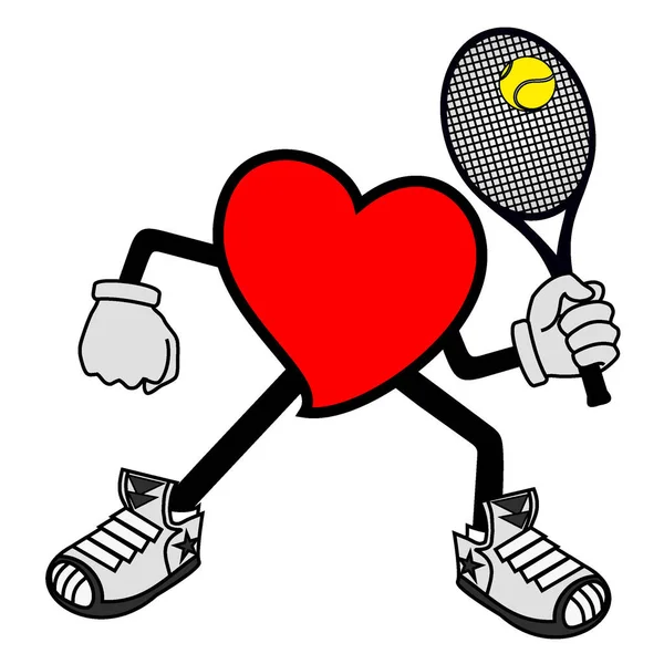 Tennis Heart Play Vector Illustration — Stock Vector