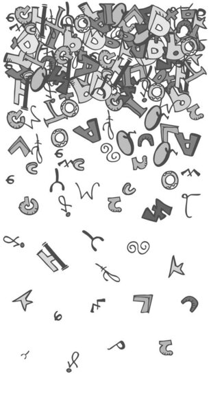 буквы и цифры алфавита. векторная иллюстрация.