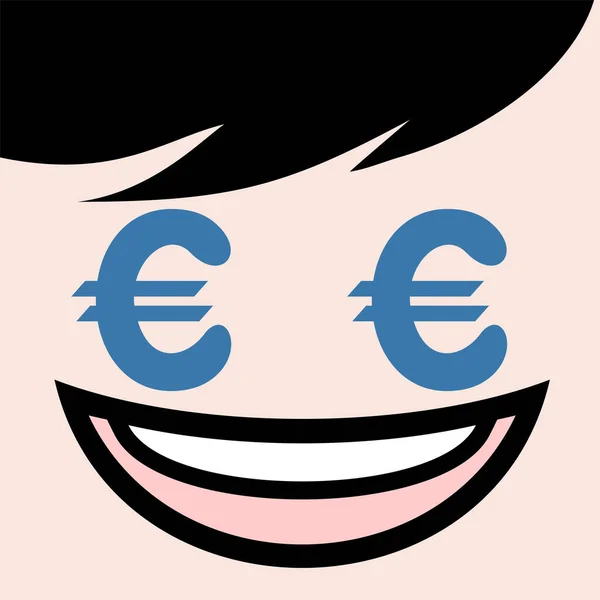 Lustiges Gesicht Mit Euro Symbol Den Augen — Stockvektor