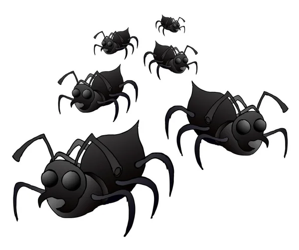 Black Bugs Vector Illustration — ストックベクタ