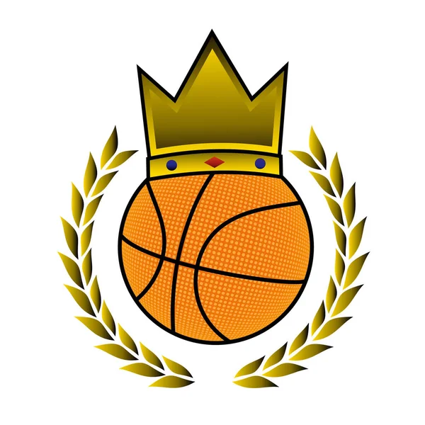 バスケットボールに王冠のシンボルベクトルイラスト — ストックベクタ