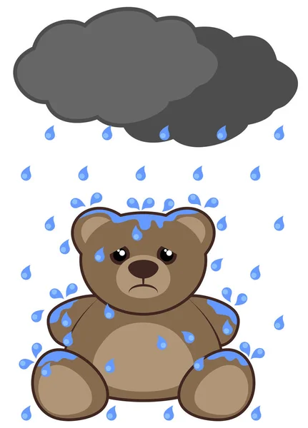 Rain Bear Vector Illustration — Vetor de Stock