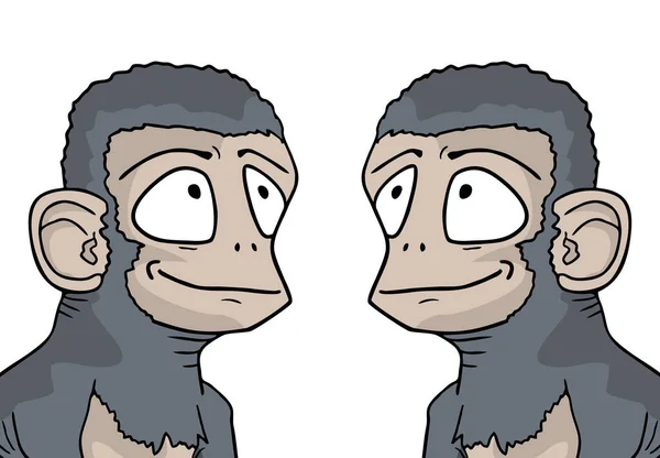 Two Monkeys Faces Vector Illustration — Vetor de Stock