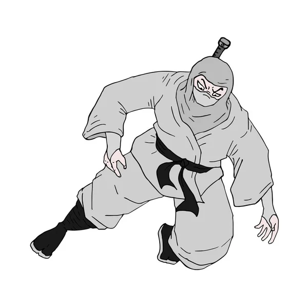 Ninja Jumping Vektorová Ilustrace — Stockový vektor