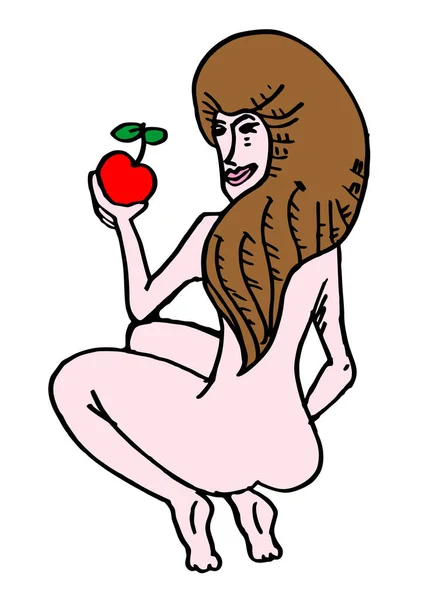 Pomme Rouge Femme Sexy — Image vectorielle