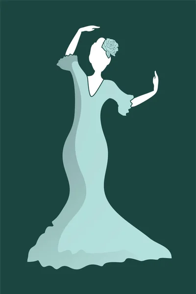 Ilustração Vetorial Mulher Flamenco Dançando — Vetor de Stock