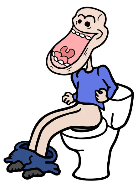 Cartoon Doodle Man Toilet — Stockový vektor