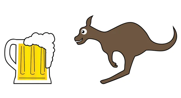 Cerveza Canguro Vector Ilustración — Archivo Imágenes Vectoriales