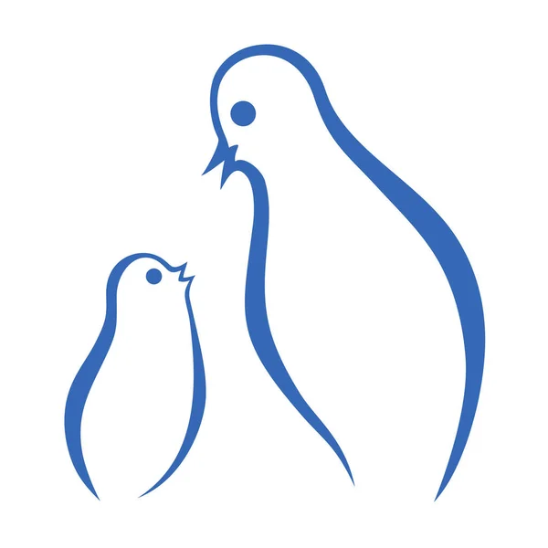Adorável Família Aves Vetor Ilustração — Vetor de Stock