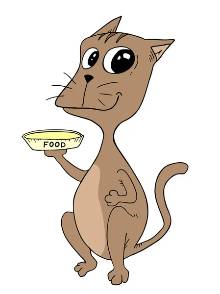 Hungry Cat Vector Illustration — Stock Vector