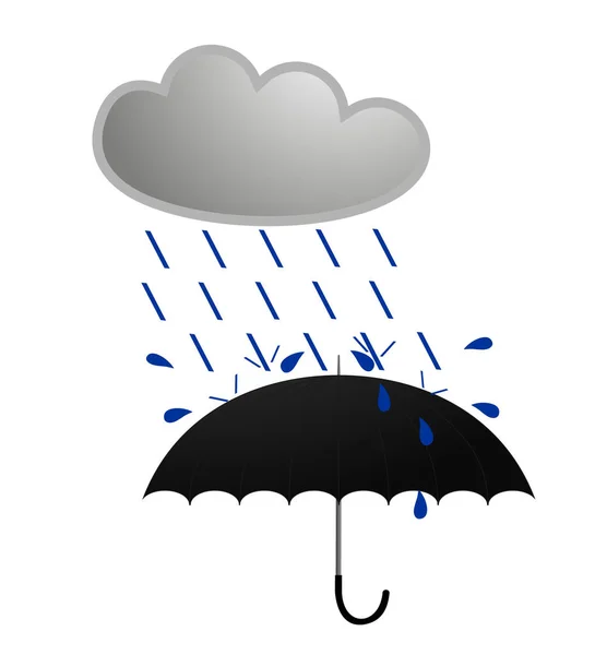 Regenschirm Mit Regentropfen Auf Weißem Hintergrund — Stockvektor