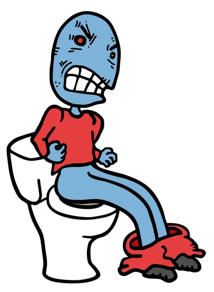 Cartoon Doodle Man Toilet —  Vetores de Stock