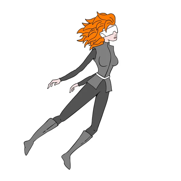 Femme Volant Avec Des Lunettes Virtuelles — Image vectorielle