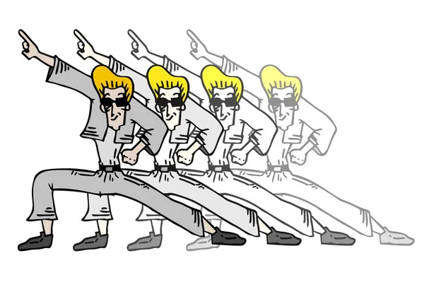 Ilustración Vectorial Del Personaje Cómico Dibujado Mano Bailando — Archivo Imágenes Vectoriales