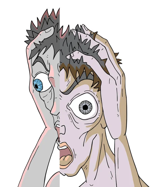 Schizofrenie Man Expressie Vector Illustratie — Stockvector