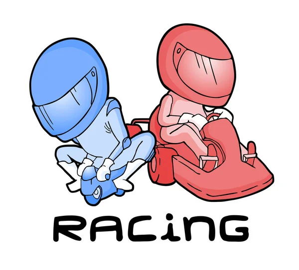 Cartoon Kart Und Mini Moto Illustration — Stockvektor