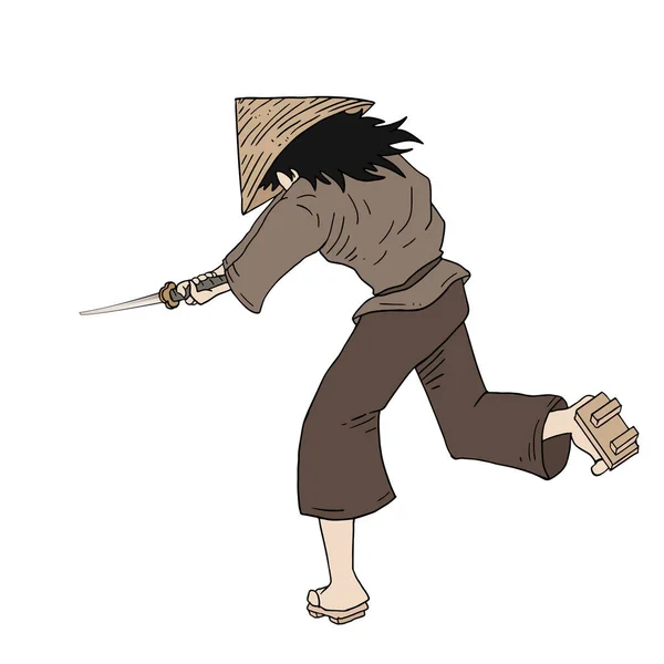 Samurai Desenhar Ilustração Vetorial — Vetor de Stock