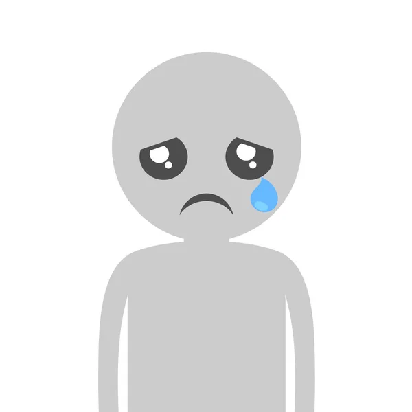 Smutná Tvář Smutným Výrazem Izolovaný Bílém Vektorová Ilustrace — Stockový vektor