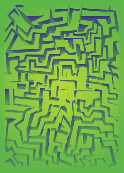 Green Lines Maze Vector Illustration — Vector de stock