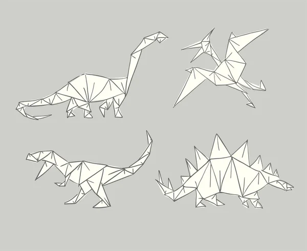 Ilustrasi Vektor Origami Dinosaurus - Stok Vektor