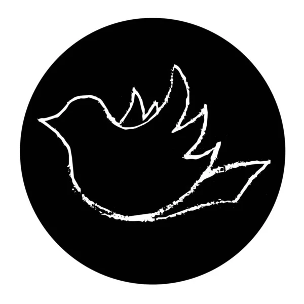 Ícone Pássaro Ilustração Vetorial Preta Isolado Fundo Preto — Vetor de Stock