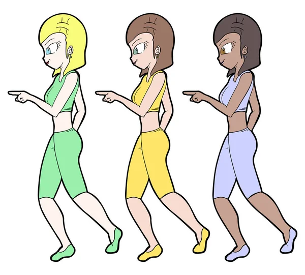Tři Ženské Vektorové Ilustrace — Stockový vektor