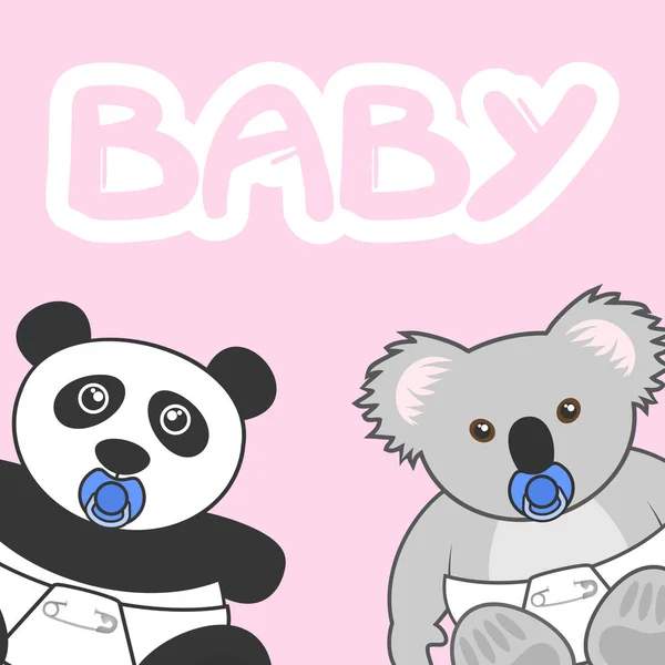 Bayi Mainan Panda Dan Koala - Stok Vektor