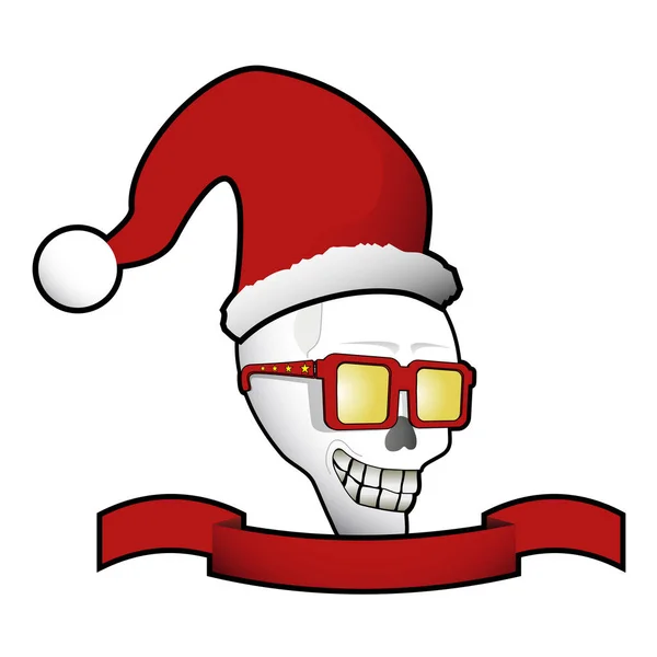 Santa Claus Skull Hat — Vetor de Stock