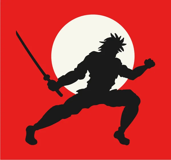 Samurai Dibujar Ilustración Vector — Vector de stock