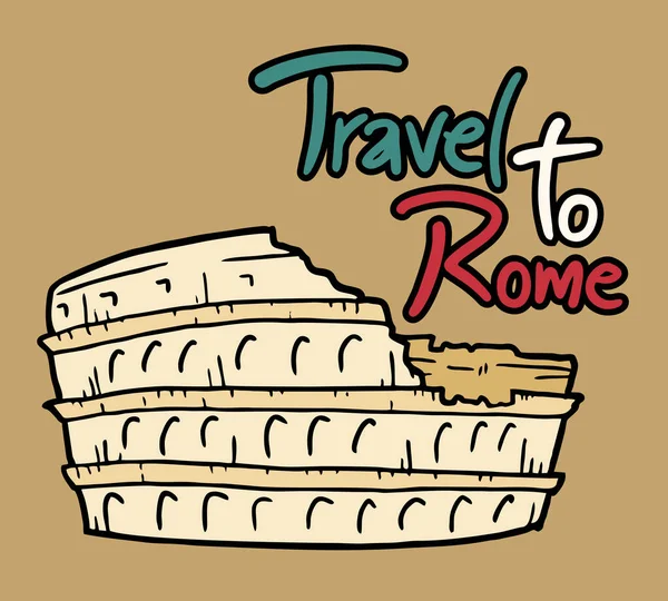 Voyage Rome Illustration Vectorielle Message — Image vectorielle