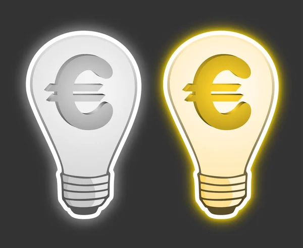 Illustrazione Vettoriale Lampadina Euro — Vettoriale Stock