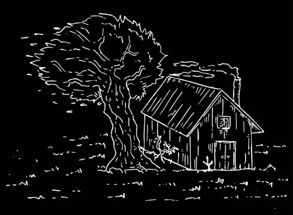 Dark House Vector Illustration — Vetor de Stock