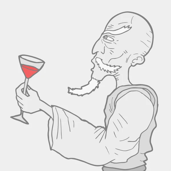 Man Dricka Vin Vektor Illustration — Stock vektor