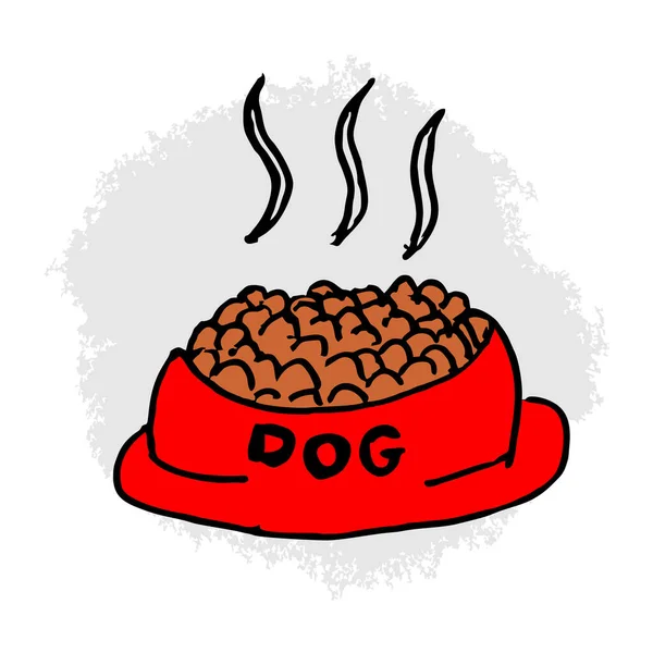 Vector Illustration Cartoon Dog Bowl Food — Stock Vector