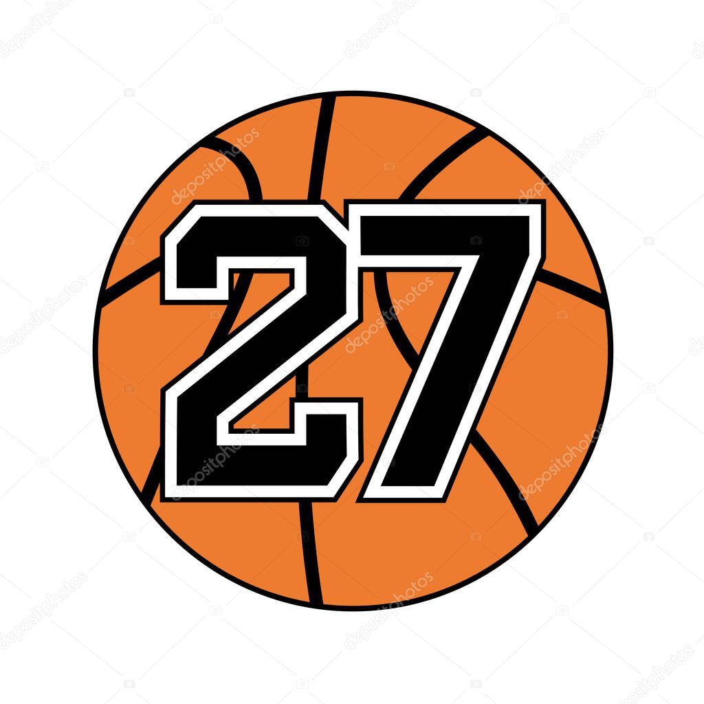 ball of basketball symbol with number 27