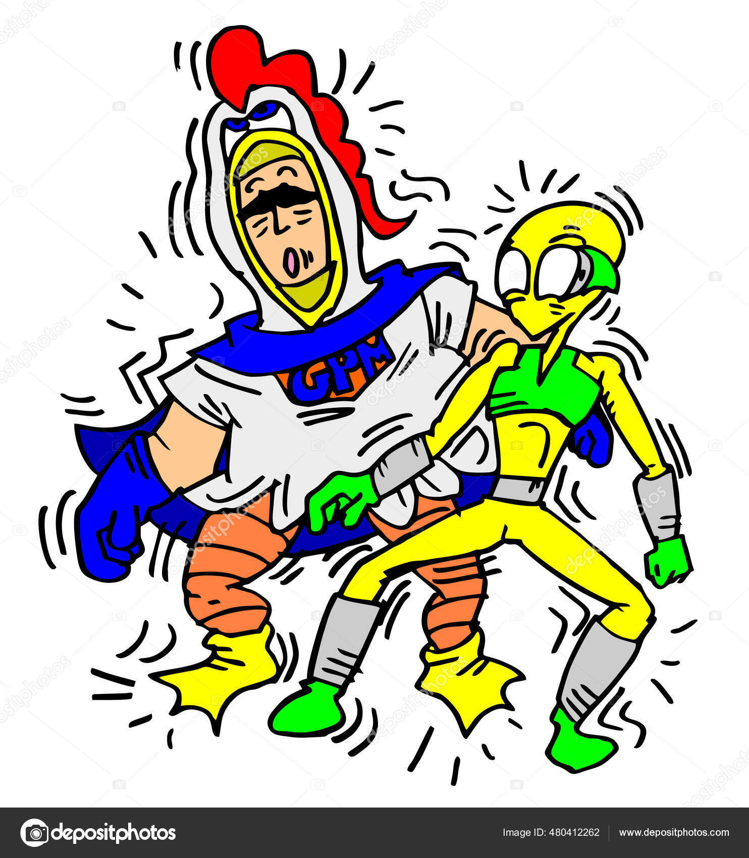 Два Супергероя Сражаются Друг Другом Векторное Изображение ©RATOCA.