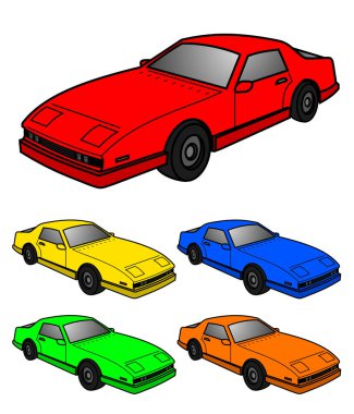 Renkli arabalar vektör illüstrasyonu