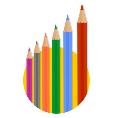 Beyaz arkaplanda izole edilmiş renkli kalemler