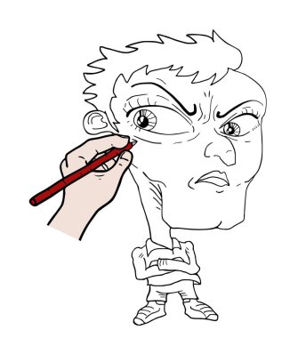 Elle çizilmiş komik karakterin vektör çizimi  