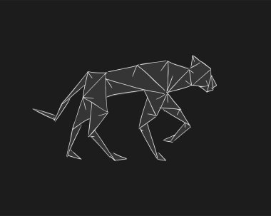 panter origami biçimi çizim vektör çizimi