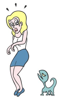 Kız ve kertenkele vektör çizimi