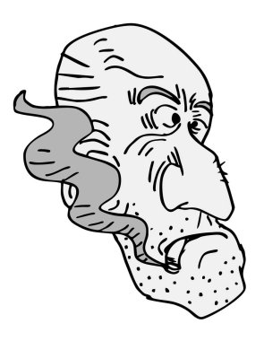 Sigara içen yaşlı adamın resmi.