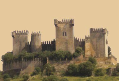 eski kale vektör illüstrasyonu 