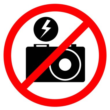 Flaş ikonu yok. Web için yasaklı kamera vektör simgelerinin basit çizimi