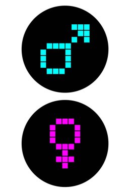 piksel kadın ve erkek sembolleri