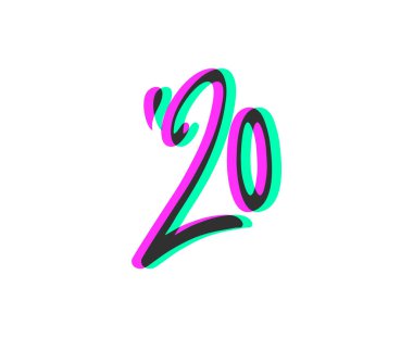 Yeni yıl 2020 sembol vektör illüstrasyonu 