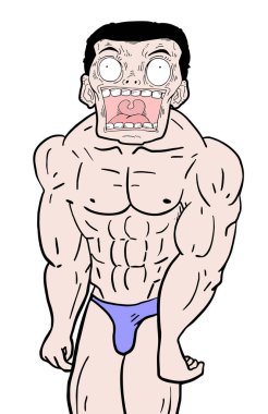 karikatür güçlü yaratık vektör çizimi 