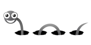 Komik solucan, vektör çizimi 