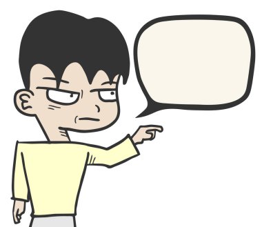 Elleri işaret eden karakterin vektör çizimi